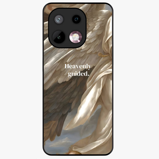 Divine Winged Grace Glass Case showing flat back view with elegant wing inspired artwork and glossy glass finish.