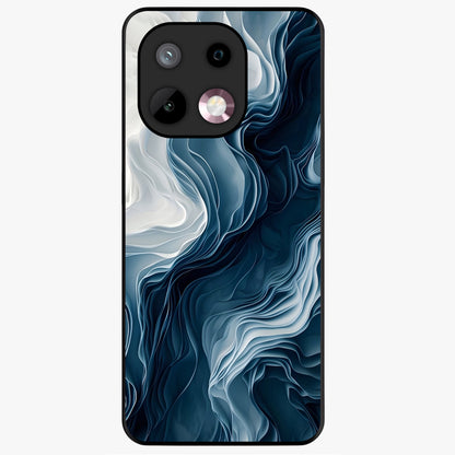 Ethereal Paper Marble Glass Case showing flat back view with soft marble paper texture artwork and glossy glass finish.