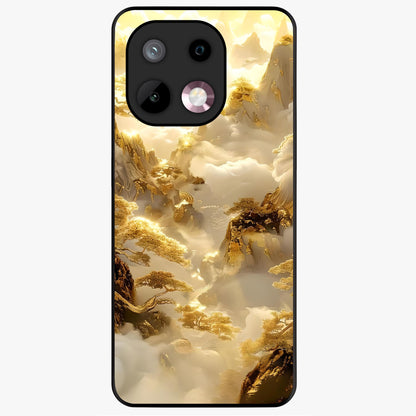 Gates Of Illumination Glass Case showing flat back view with mystical illuminated gate artwork and glossy glass finish.