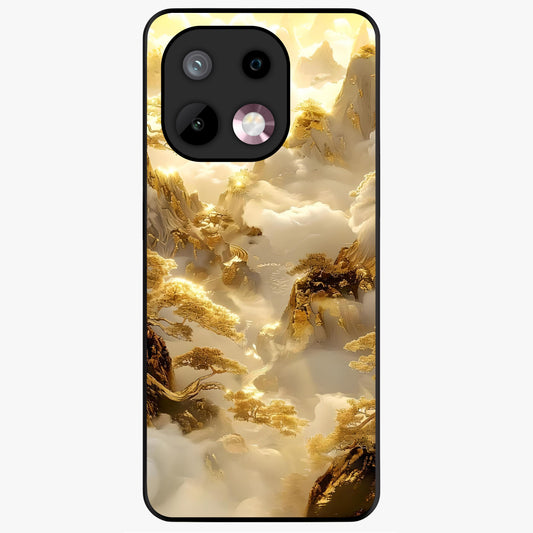Gates Of Illumination Glass Case showing flat back view with mystical illuminated gate artwork and glossy glass finish.