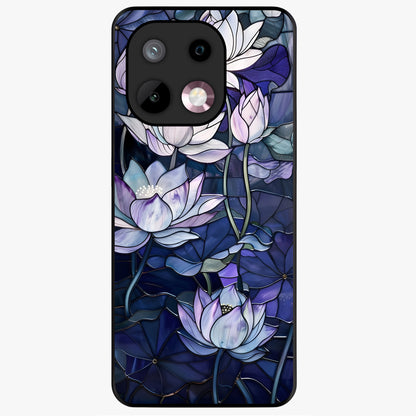 Gloss Petal Rush Glass Case showing flat back view with glossy flower petal artwork and smooth glass finish.