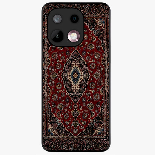 Heritage Carpet Royale Glass Case showing flat back view with ornate Persian carpet inspired pattern and glossy glass finish.