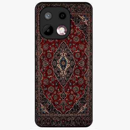Heritage Carpet Royale Glass Case showing flat back view with ornate Persian carpet inspired pattern and glossy glass finish.