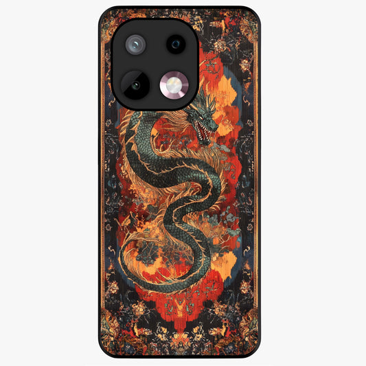 Inferno Dragon Soul Glass Case showing flat back view with fiery dragon artwork and glossy glass finish.