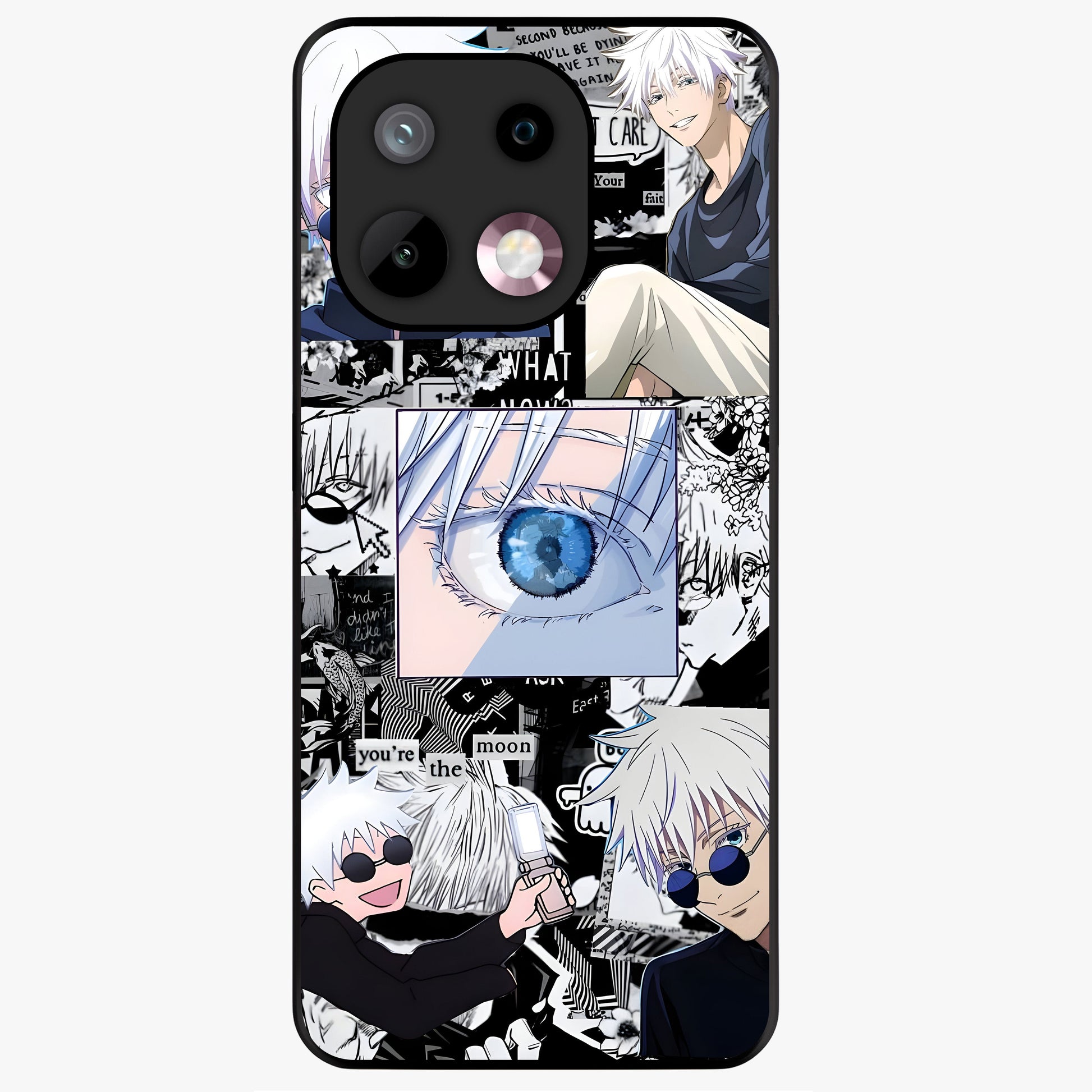 Infinity Sorcerer Chaos Glass Case showing flat back view with mystical sorcerer themed artwork and glossy glass finish.
