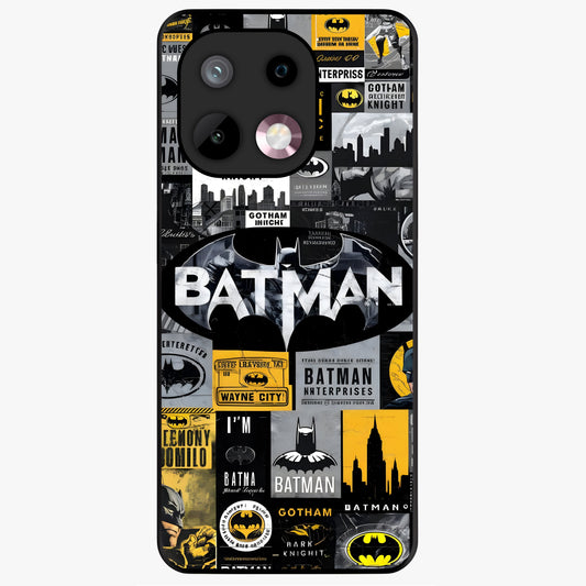 Knight Gotham Rise Glass Case showing flat back view with dark hero inspired artwork and glossy glass finish.