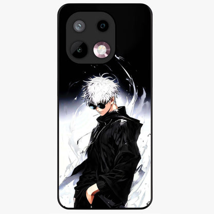 Limitless Shadow King Glass Case showing flat back view with powerful shadow warrior artwork and glossy glass finish.