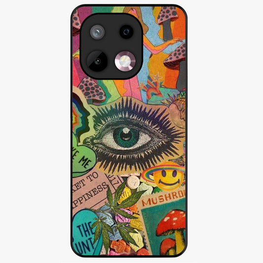 Mystic Eye Wonderland Glass Case showing flat back view with mystical eye themed artwork and glossy glass finish.