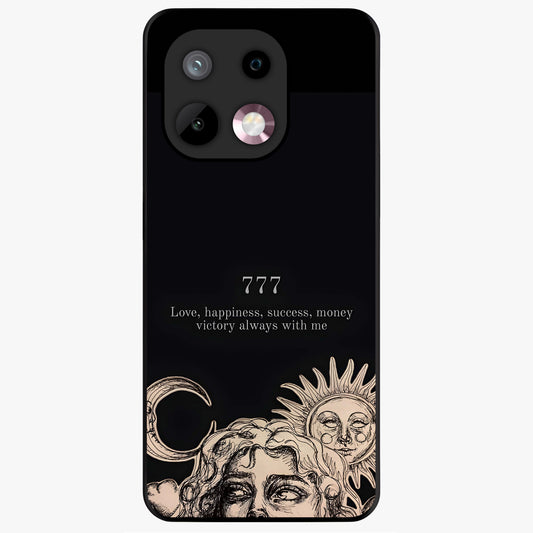 Mystic Victory Aura Glass Case showing flat back view with victory symbol artwork and glossy glass finish.
