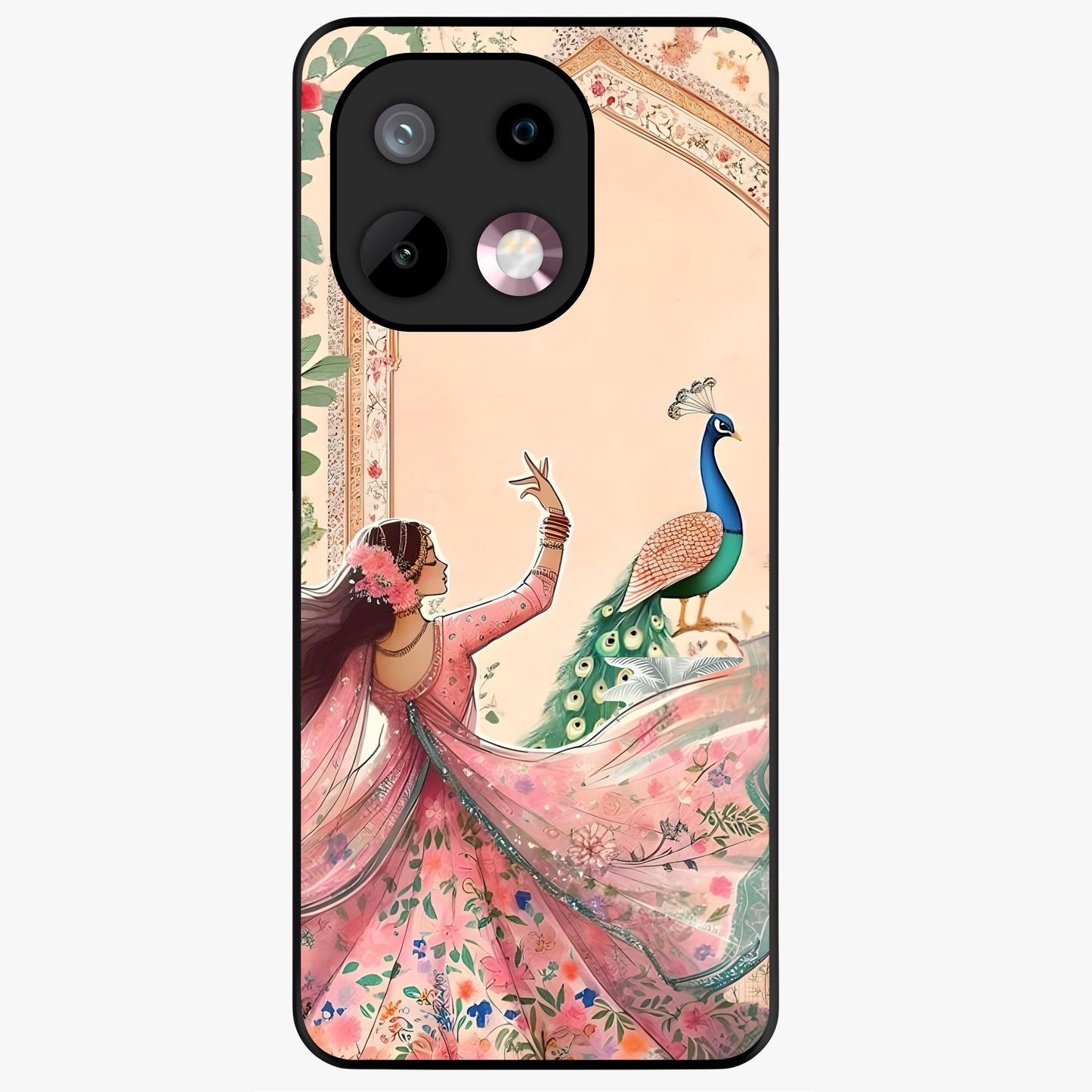 Royal Grace Muse Glass Case showing flat back view with elegant artistic artwork and glossy glass finish.