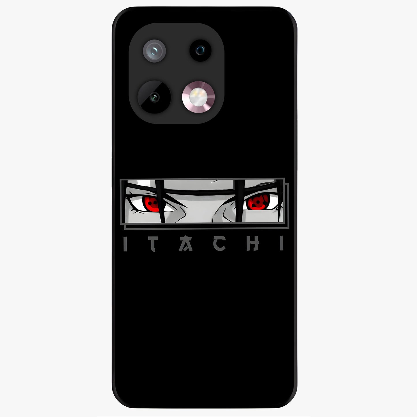 Scarlet Gaze Dominance Glass Case showing flat back view with striking red themed artwork and glossy glass finish.