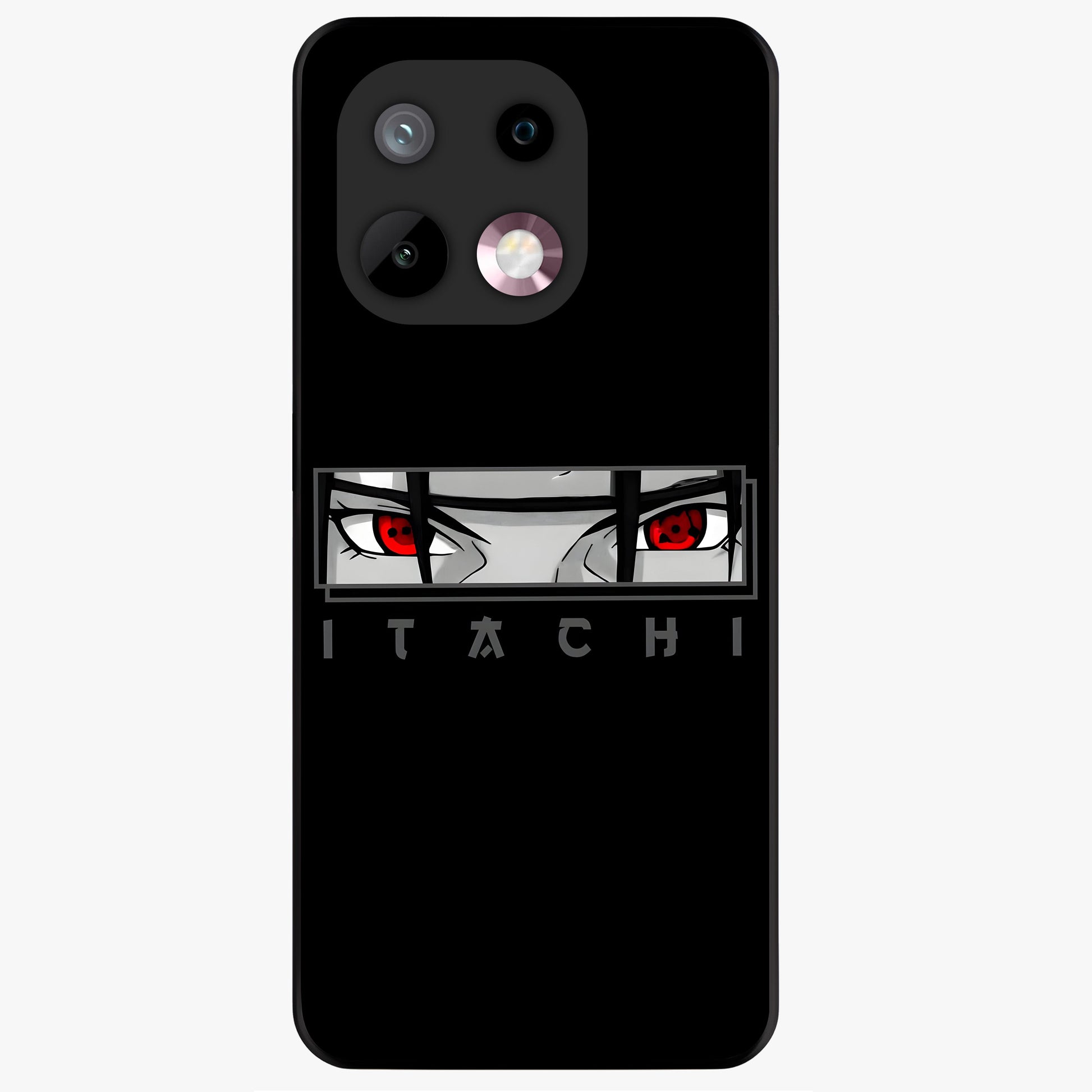 Scarlet Gaze Dominance Glass Case showing flat back view with striking red themed artwork and glossy glass finish.