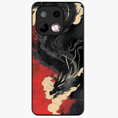Shadow Dragon Fury Glass Case showing flat back view with fierce dragon artwork and glossy glass finish.