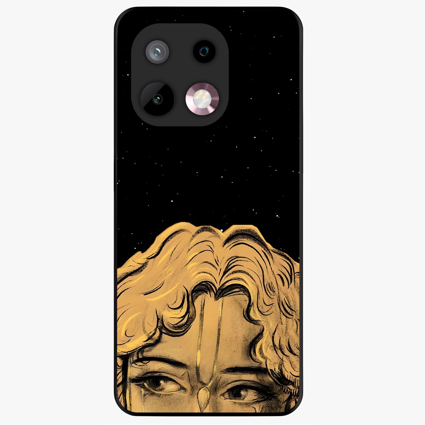 Shri Krishna Art Glass Case showing flat back view with devotional Krishna artwork and glossy glass finish.