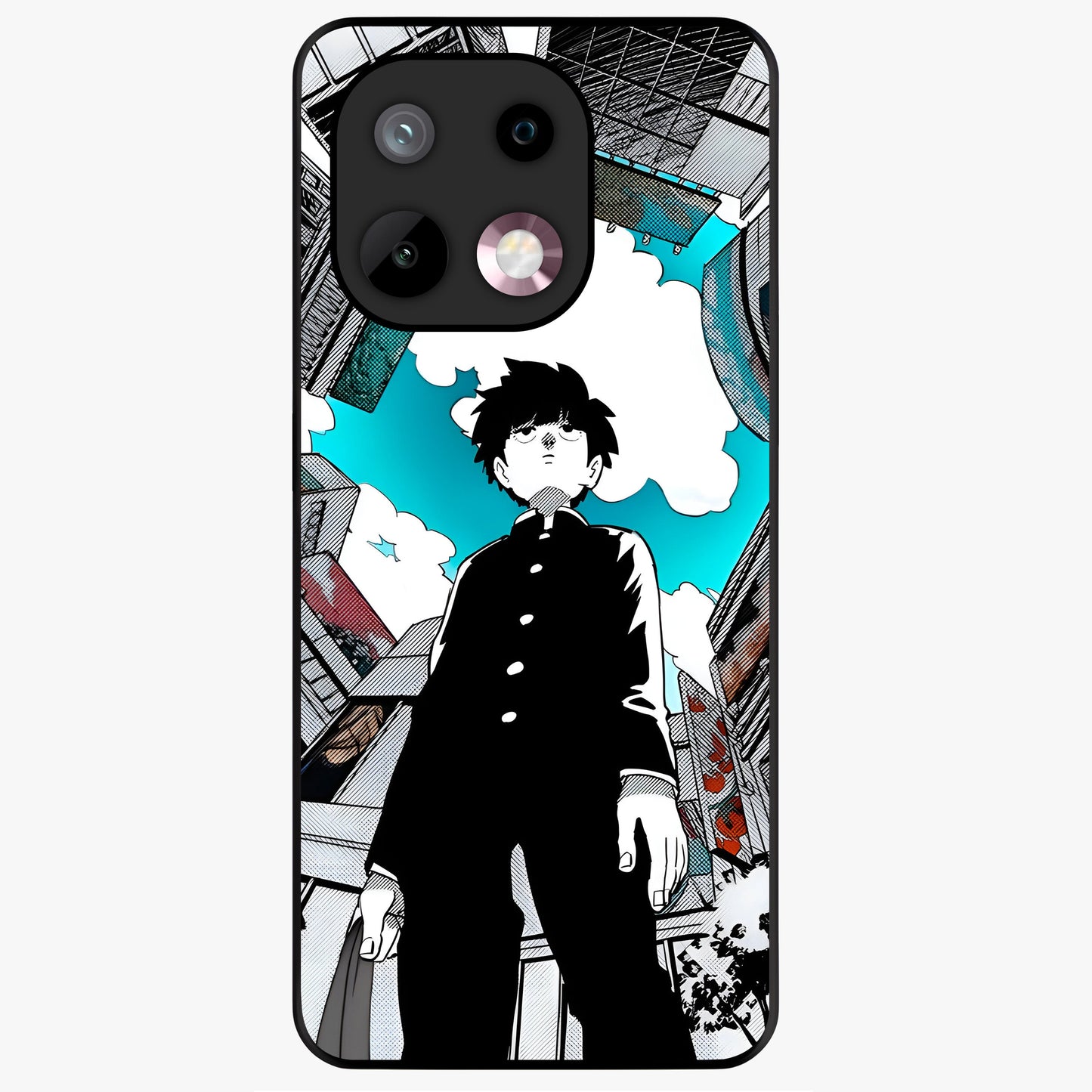 Silent Psychic Awakening Glass Case showing flat back view with mystical psychic themed artwork and glossy glass finish.