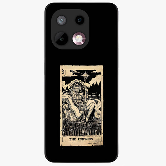 The Empress Glass Case showing flat back view with regal feminine artwork and glossy glass finish.