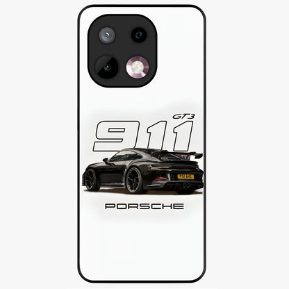 Turbo Legacy Icon Glass Case showing flat back view with iconic sports car inspired artwork and glossy glass finish.