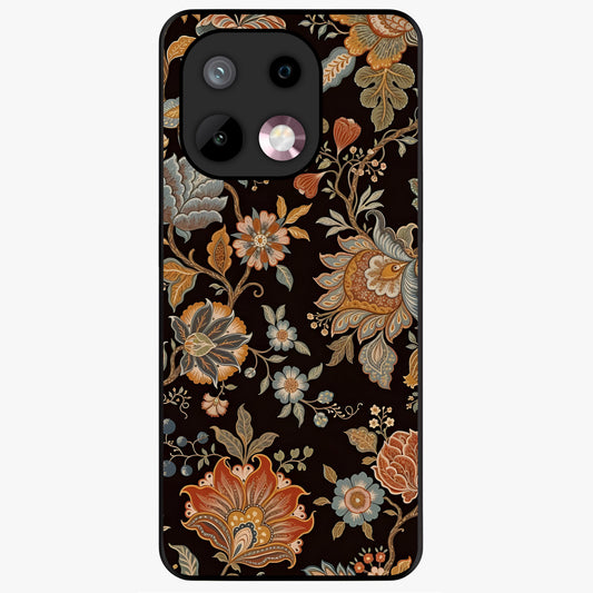 Vintage Floral Dream Glass Case showing flat back view with classic floral artwork and glossy glass finish.