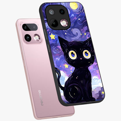 Abstract Cat Art Glass Case displayed in angled mockup highlighting modern abstract cat artwork and sleek glass surface.