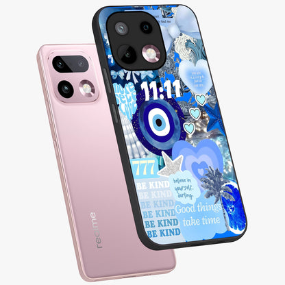 Aesthetic Be Kind Eye Glass Case displayed in angled mockup highlighting aesthetic eye design and inspirational vibe.