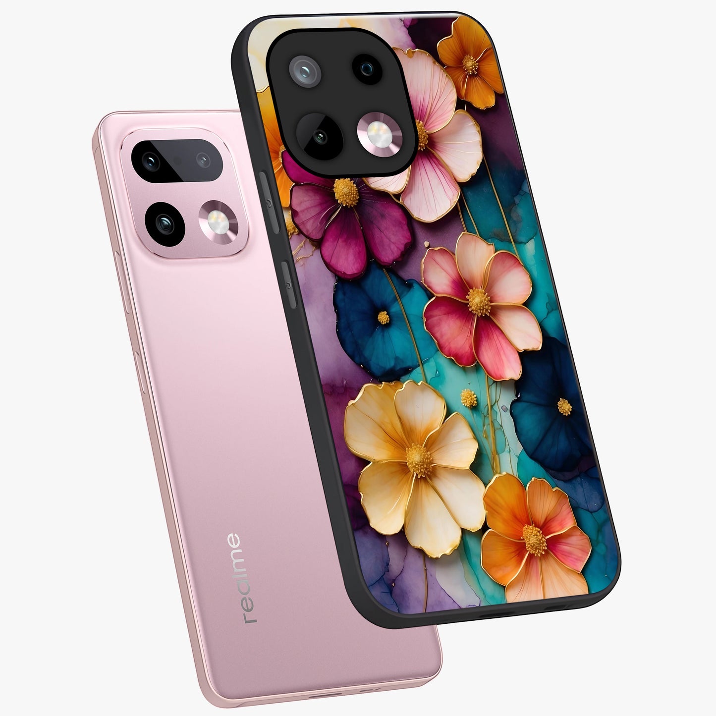Artlyn Grace Flower Pattern Glass Case displayed in angled mockup highlighting delicate flower pattern design and smooth glass surface.