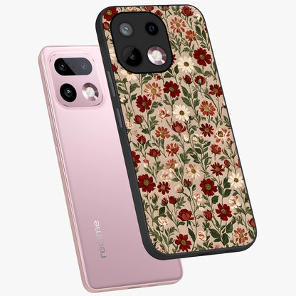 Biege Flower With Leaf Glass Case displayed in angled mockup highlighting minimal floral leaf design and elegant aesthetic.