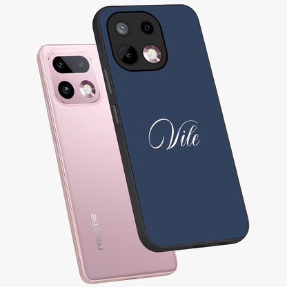 Blue Vintage Floral Pattern Glass Case showing flat back view with elegant vintage floral artwork and glossy glass finish.