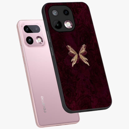 Crimson Fade Butterfly Glass Case displayed in angled mockup highlighting elegant butterfly design with crimson gradient aesthetic.