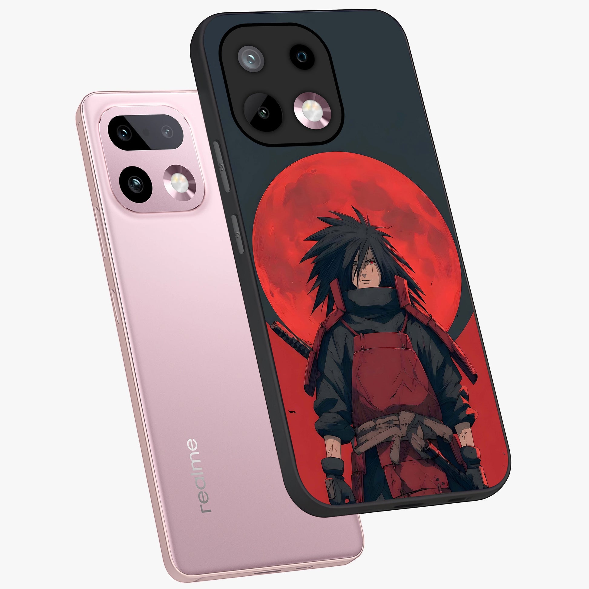 Crimson Moon Warlord Glass Case displayed in angled mockup highlighting dramatic crimson moon design with fantasy aesthetic.
