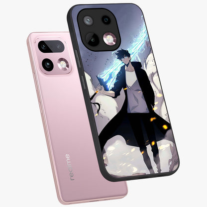 Dark Lightning Anime Warrior Glass Case displayed in angled mockup highlighting powerful lightning themed anime illustration.