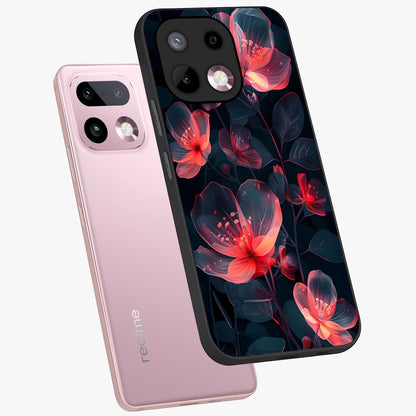 Dark Shade of Flower Glass Case displayed in angled mockup highlighting moody floral illustration with aesthetic dark tones.