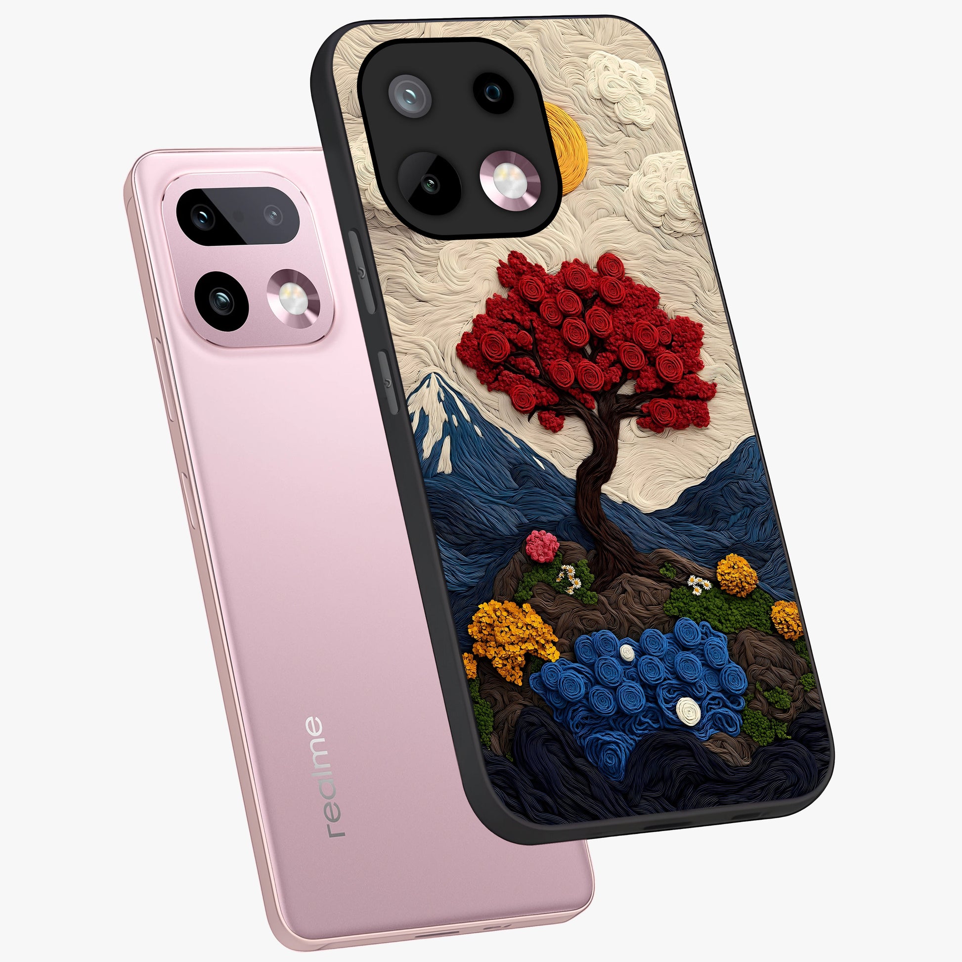 Eternal Nature Tapestry Glass Case displayed in angled mockup highlighting detailed botanical pattern with artistic aesthetic.