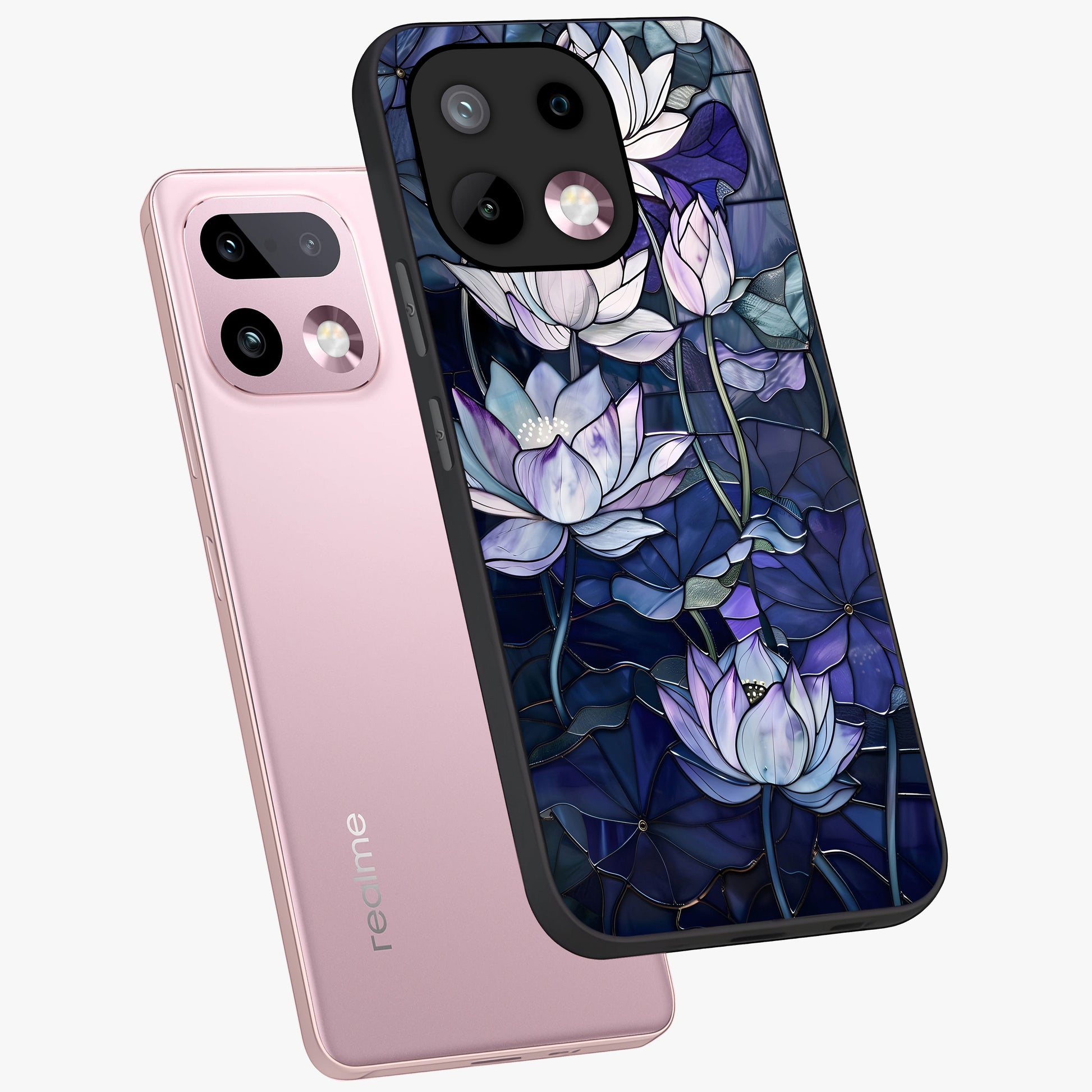 Gloss Petal Rush Glass Case displayed in angled mockup highlighting vibrant petal design with elegant floral aesthetic.