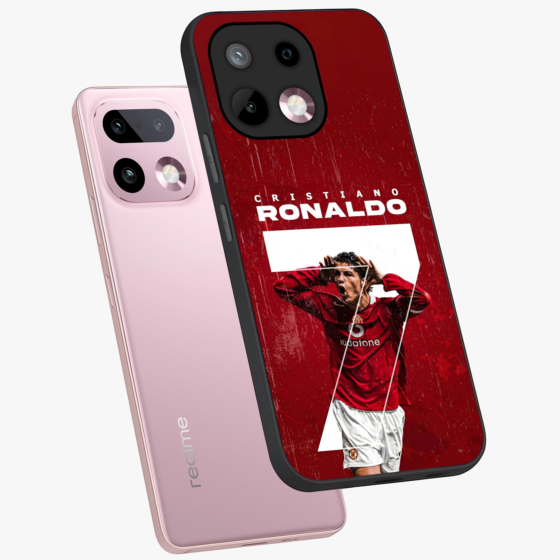 Goal Celebration Legacy Glass Case displayed in angled mockup highlighting energetic sports celebration design with bold athletic theme.