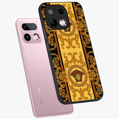 Golden Lotus Glow Glass Case displayed in angled mockup highlighting radiant lotus illustration with spiritual aesthetic.