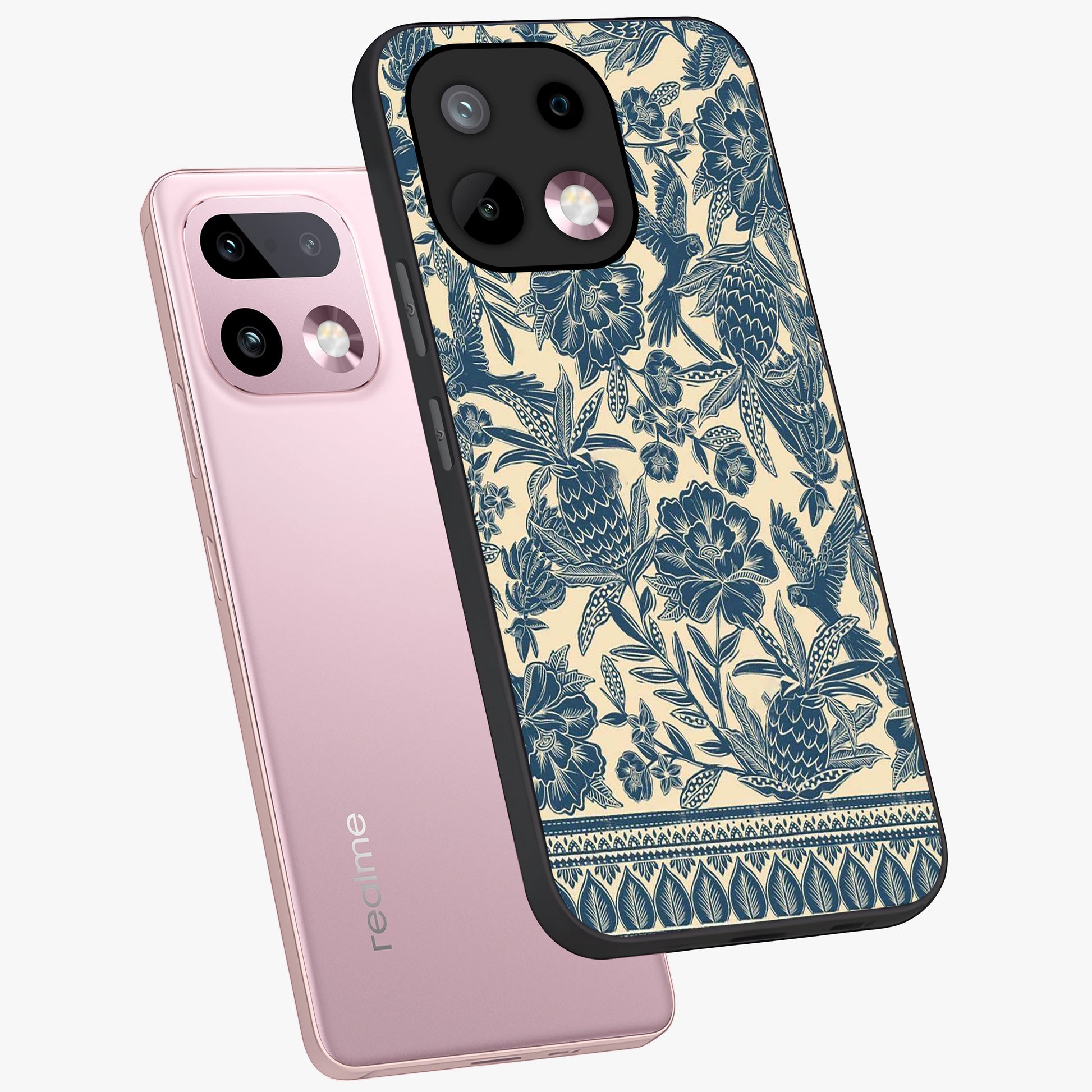 Heirloom Wild Bloom Glass Case displayed in angled mockup highlighting botanical bloom design with classic aesthetic style.