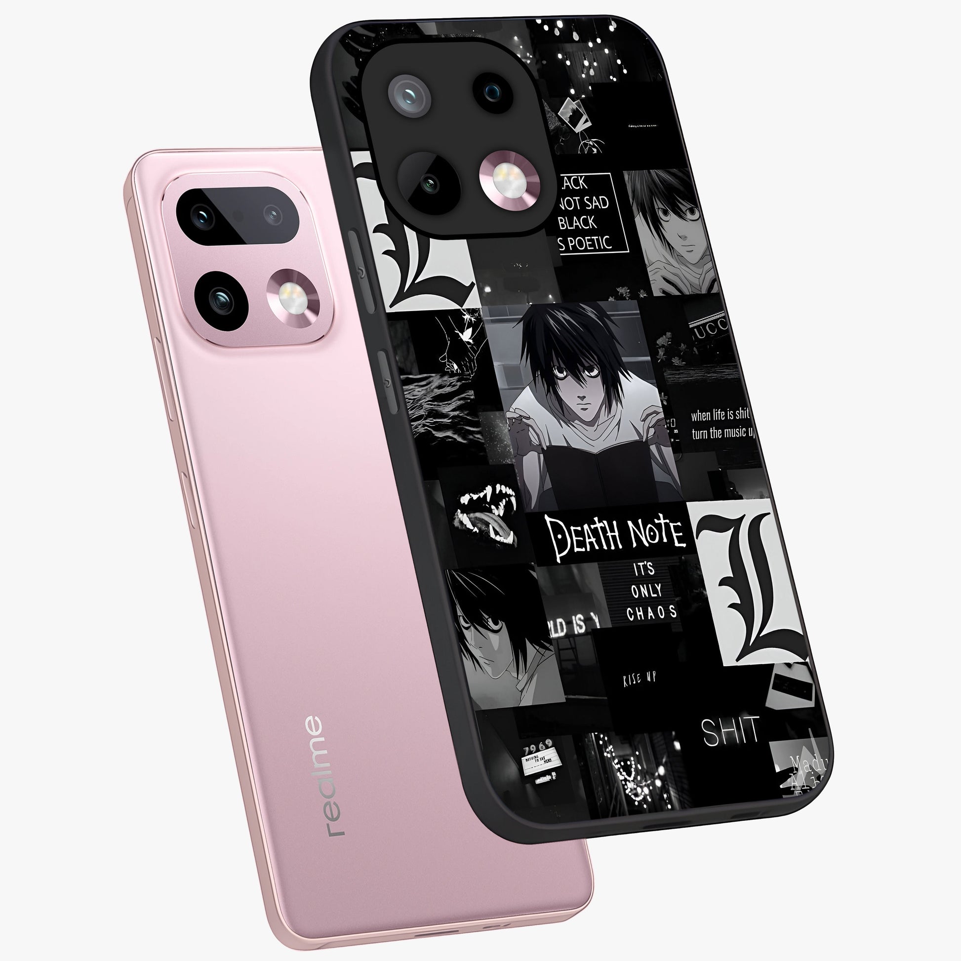 Midnight Chaos Mind Glass Case displayed in angled mockup highlighting chaotic artistic design with dramatic midnight aesthetic.