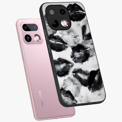 Midnight Kiss Marks Glass Case displayed in angled mockup highlighting playful romantic design with bold midnight aesthetic.