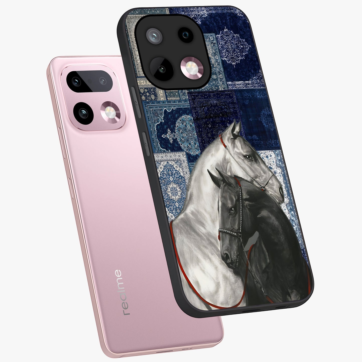 Midnight Stallion Blues Glass Case displayed in angled mockup highlighting powerful stallion illustration with deep midnight tones.