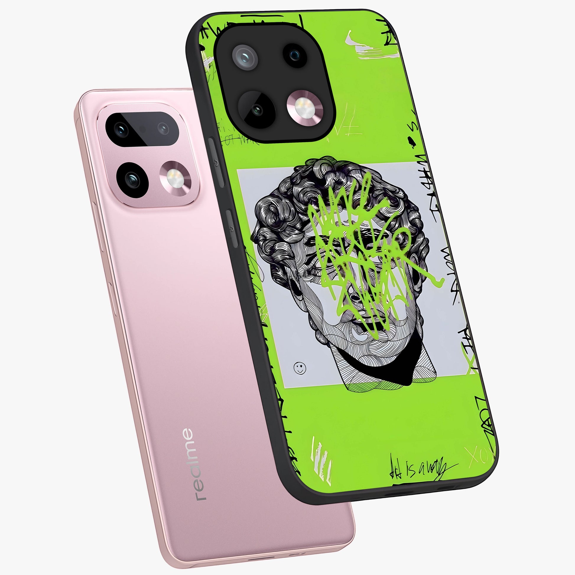 Neo Graffiti Rebellion Glass Case displayed in angled mockup highlighting urban street art design with rebellious aesthetic.