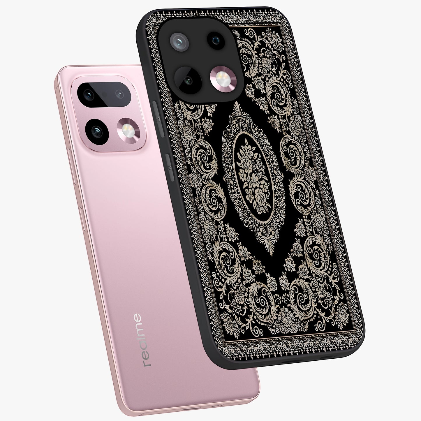 Noir Bloom Elegance Glass Case displayed in angled mockup highlighting refined flower design with stylish noir aesthetic.