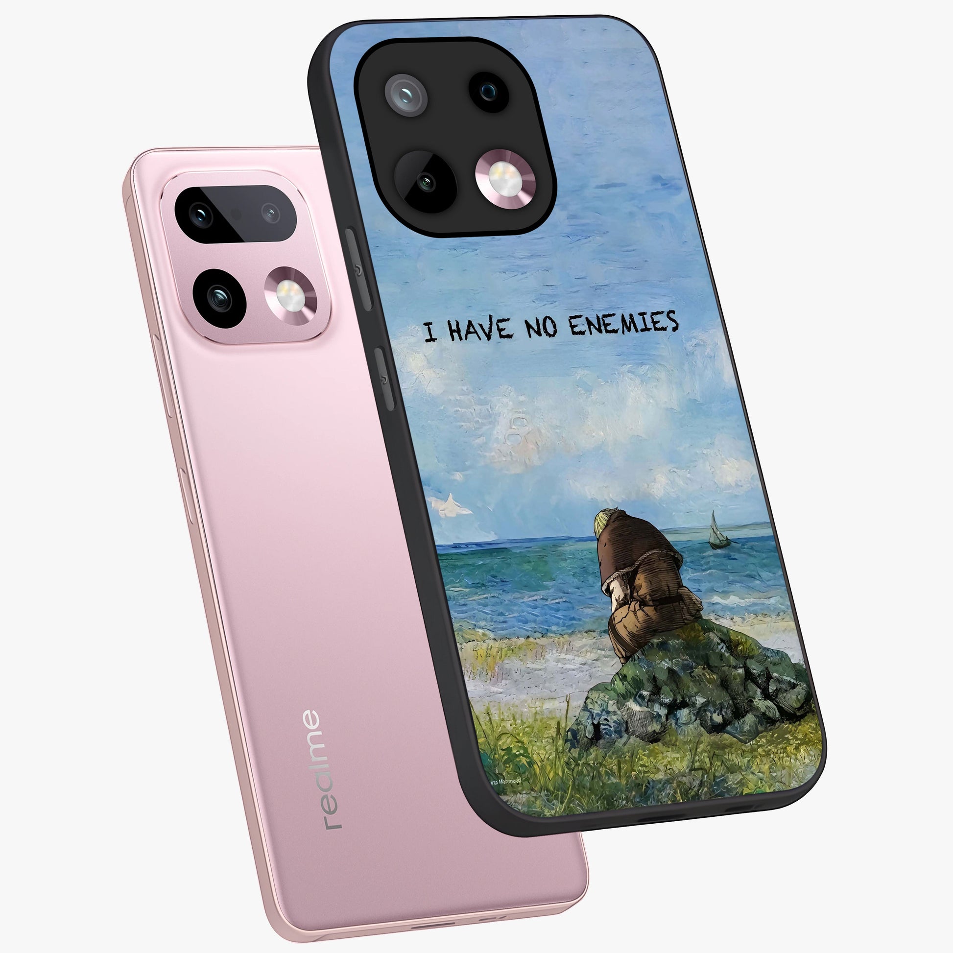 Peace Beyond War Glass Case displayed in angled mockup highlighting meaningful message design with artistic aesthetic style.