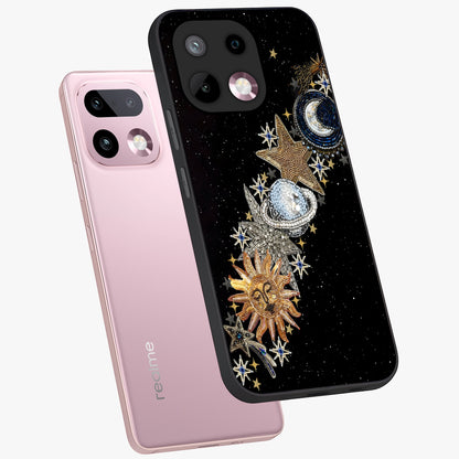 Pearls Universe Object Glass Case displayed in angled mockup highlighting celestial pearl design with dreamy aesthetic.