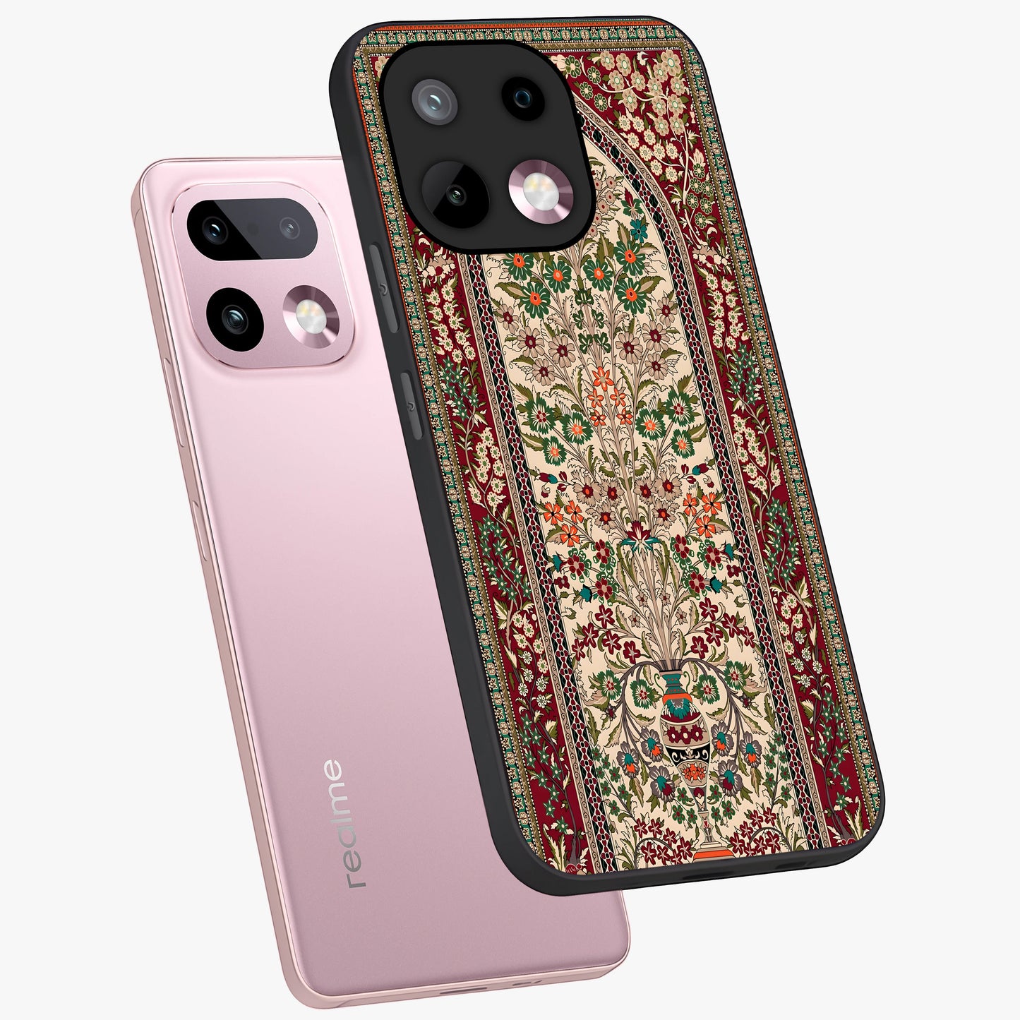 Persian Inspired Glass Case displayed in angled mockup highlighting intricate traditional design with elegant cultural aesthetic.