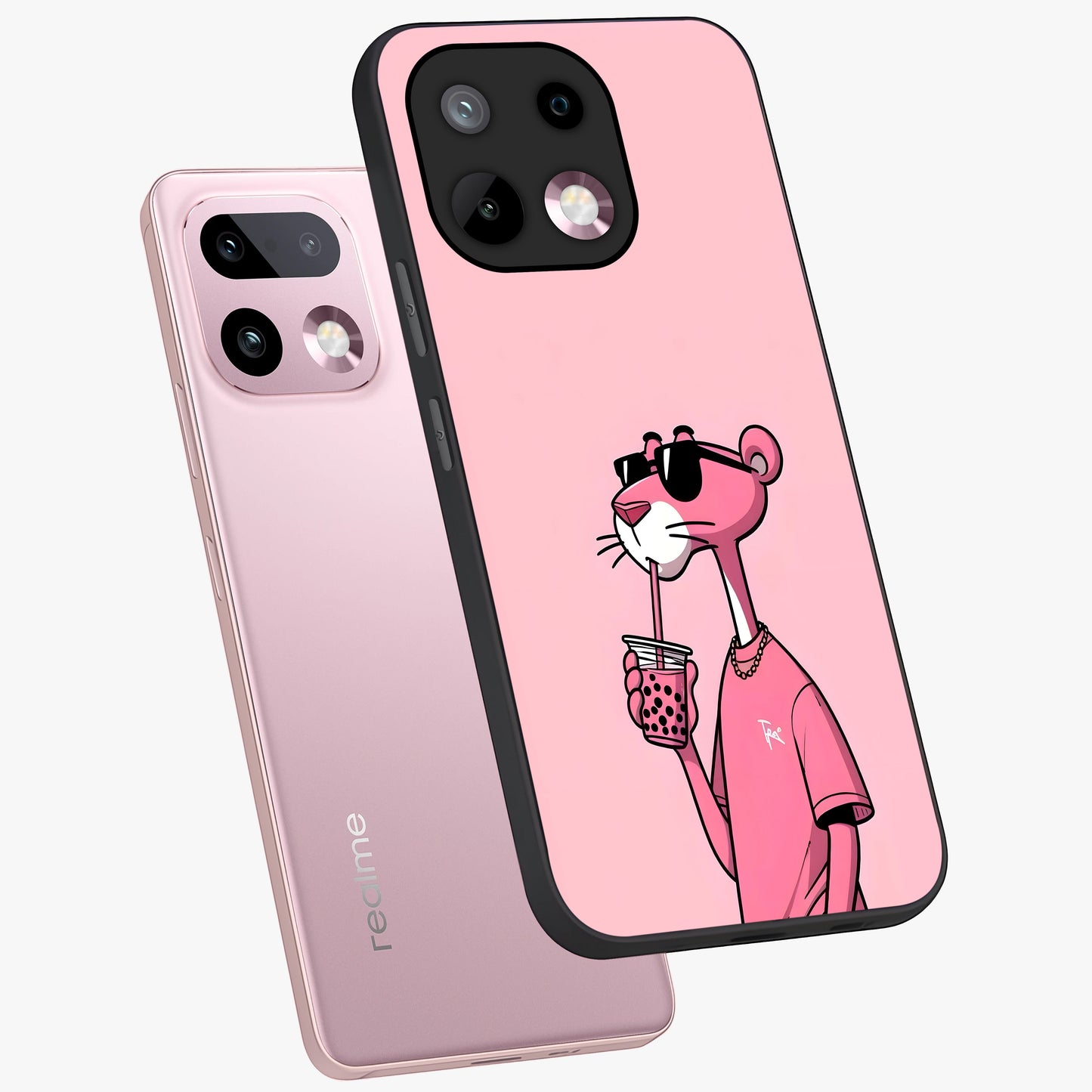 Pink Panther Glass Case displayed in angled mockup highlighting playful cartoon character design with vibrant pink aesthetic.