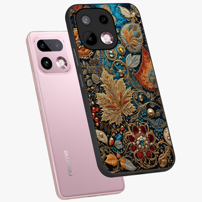 Royal Jewel Garden Glass Case displayed in angled mockup highlighting vibrant jewel inspired floral design with elegant aesthetic.
