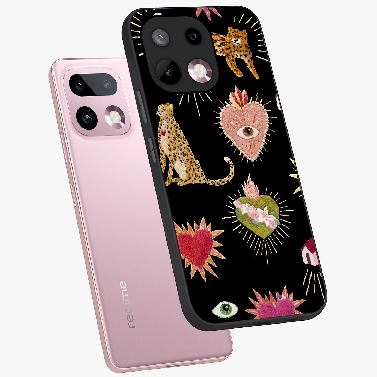 Sacred Jungle Heart Glass Case displayed in angled mockup highlighting lush tropical design with natural aesthetic style.
