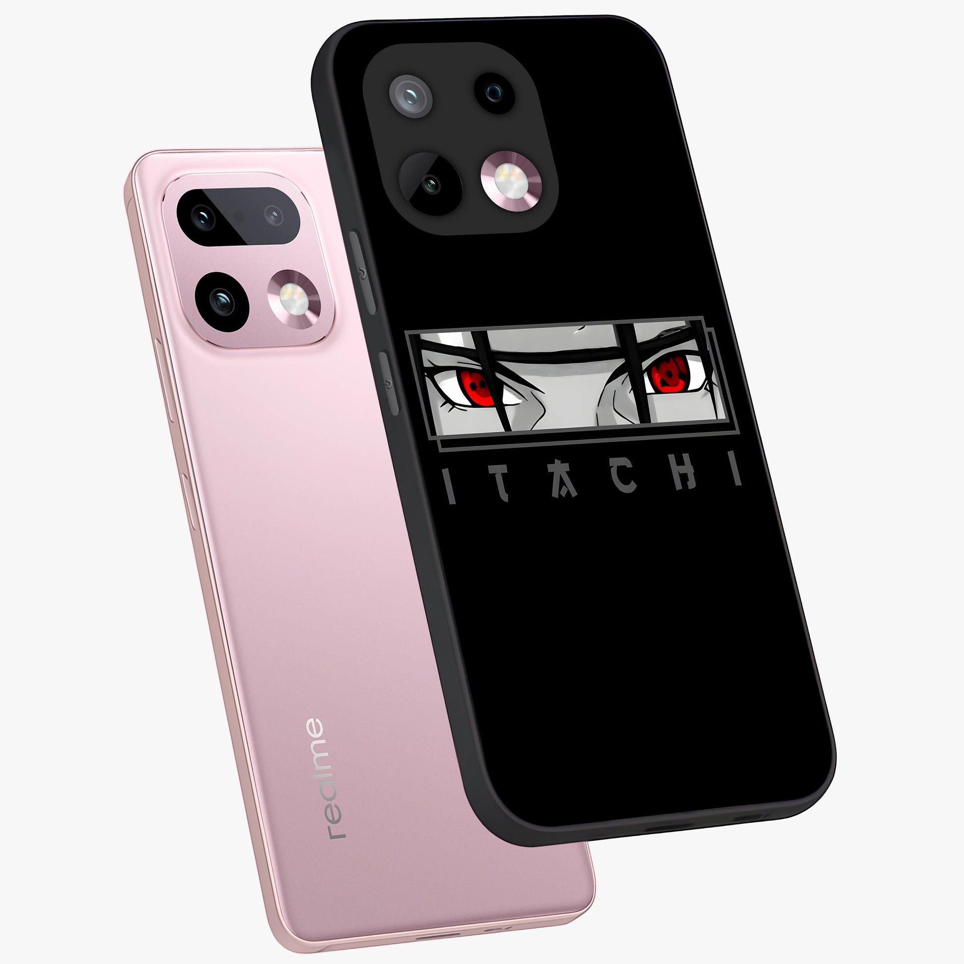Scarlet Gaze Dominance Glass Case displayed in angled mockup highlighting intense visual design with bold scarlet aesthetic.