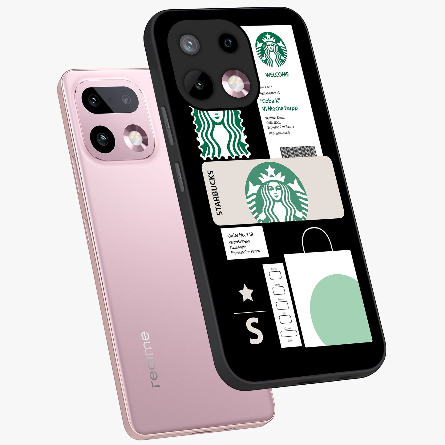 Starbucks Mocha Glass Case displayed in angled mockup highlighting stylish mocha themed design with cozy café aesthetic.