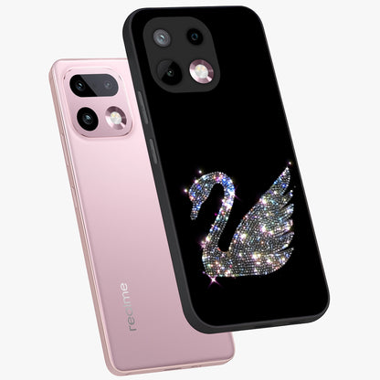 Starlit Swan Grace Glass Case displayed in angled mockup highlighting elegant swan illustration with dreamy celestial aesthetic.